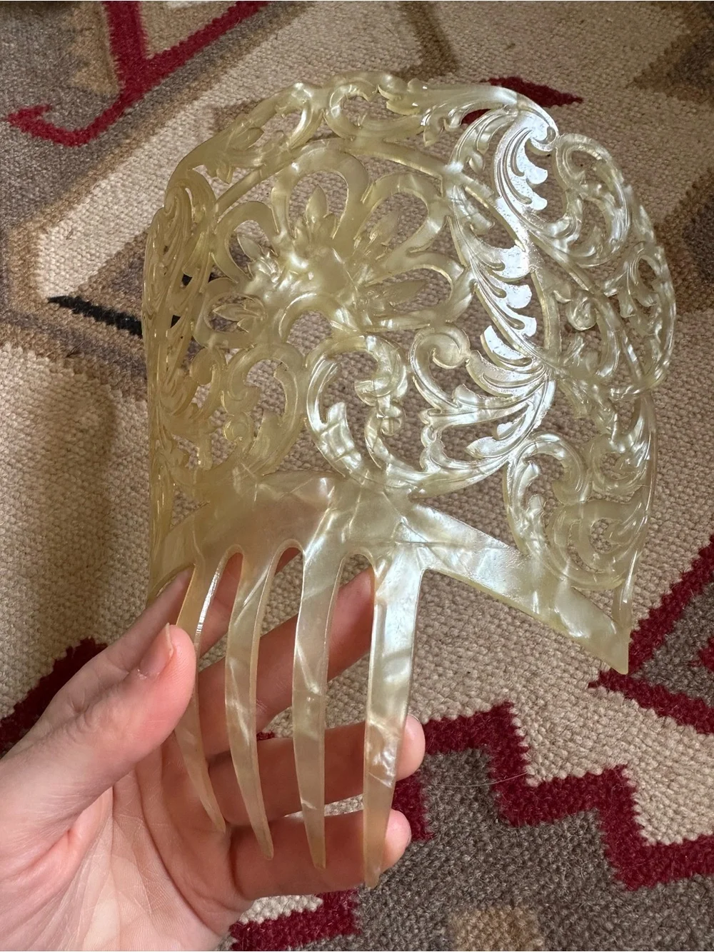 Antique Spanish Mantilla Comb Faux Mother Of Pearl
